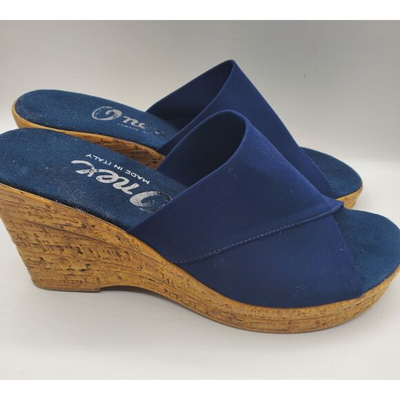 ONEX Womens Christina Open Toe Wedge Heel Sandals - Navy, 7M EUC - Picture 2 of 6